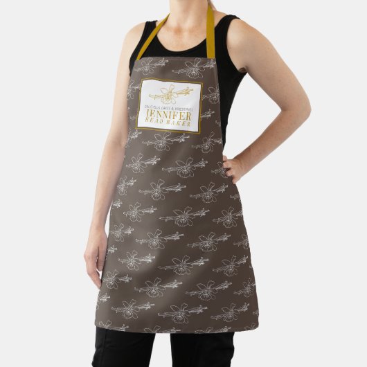 Vanilla-Bohnen und Blume-Goldgeschäft Schürze (InSitu)