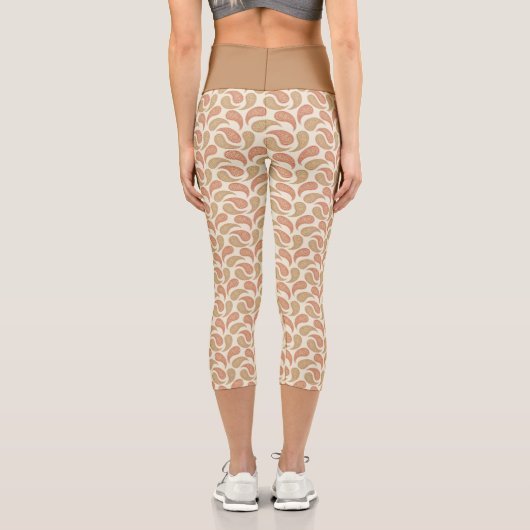 Vanilla-Brown Paisley Pattern Hoher Gast Capris (Rückseite)