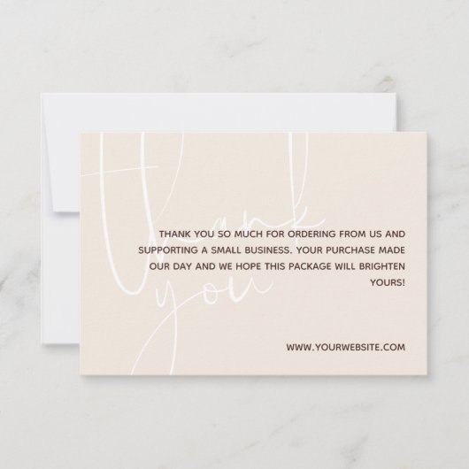 Vanilla & Brown White Script Vielen Dank für Ihre Dankeskarte (Vorderseite)