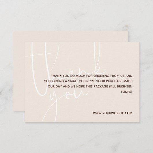 Vanilla & Brown White Script Vielen Dank für Ihre  Dankeskarte (Vorne/Hinten)