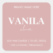 Vanilla Chia Custom Candle Label Quadratischer Aufkleber (Vorderseite)