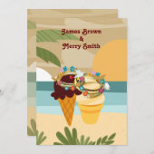 Vanilla Chocolate Ice Creams Beach Hochzeit Einladung (Vorne/Hinten)