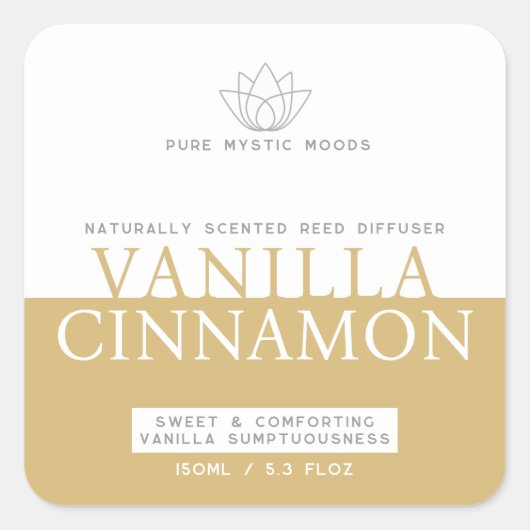 Vanilla cinammon Braungelb-Weiß-Diffusor Quadratischer Aufkleber (Vorderseite)