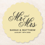 Vanilla color personalized wedding coasters untersetzer<br><div class="desc">Vanilla color personalized wedding coasters. Elegant script typography template.</div>
