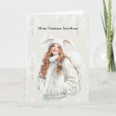 Vanilla Cream Christmas Red Head Bunny Ears Karte (Vorderseite)
