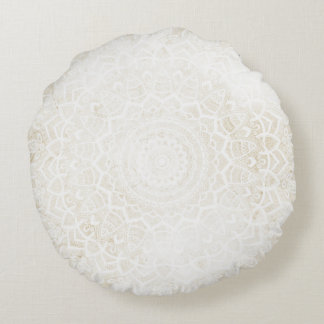 Vanilla Cream Mandala Round Cushion Rundes Kissen