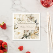 Vanilla Creme Floral Geburtstag Custom Serviette (Beispiel)
