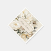 Vanilla Creme Floral Geburtstag Custom Serviette (Ecke)