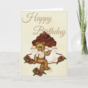 Vanilla Cupcake mit Teddy Bären Happy Birthday Car Karte