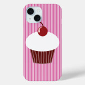 Vanilla Cupcake und rosa Streifen Case-Mate iPhone Hülle (Rückseite)