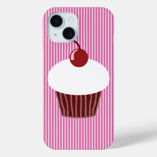 Vanilla Cupcake und rosa Streifen iPhone 15 Hülle