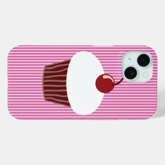 Vanilla Cupcake und rosa Streifen Case-Mate iPhone Hülle (Rückseite (Horizontal))