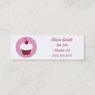 Vanilla Cupcake und rosa Streifen Mini Visitenkarte