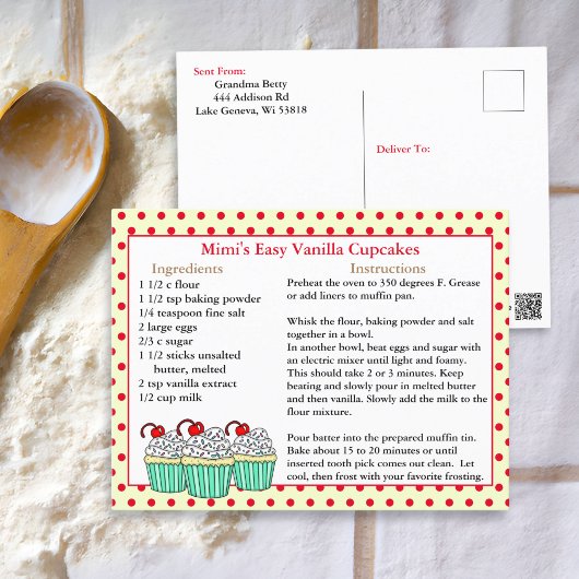 Vanilla Cupcake Weinkarte Postkarte