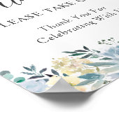 Vanilla Dusty Blue Floral Gastgeschenke Hochzeiten Poster (Ecke)