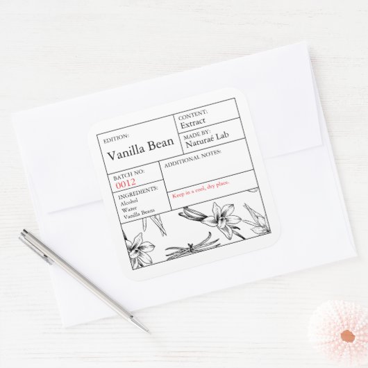 Vanilla-Etikett Quadratischer Aufkleber (Umschlag)