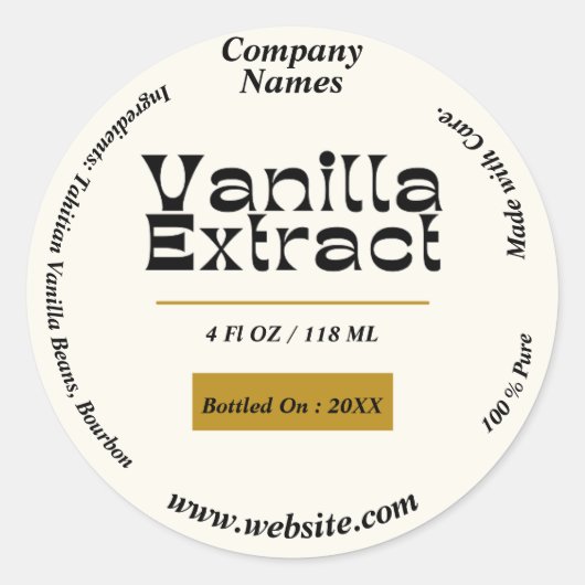 Vanilla Extract Anpassen der Labelrunde Runder Aufkleber (Vorderseite)