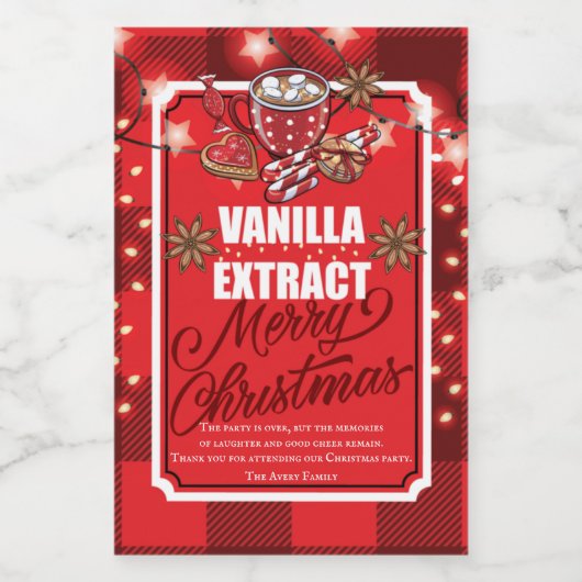 Vanilla Extract Favor Christmas Party Personalisie Weinetikett (Einzelnes Label)