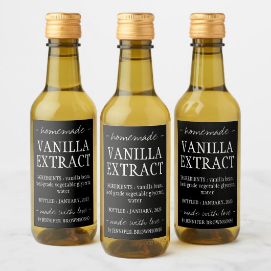 Vanilla Extract Flasche hausgemacht mit Liebe schw Weinetikett (Flaschen)