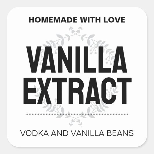 Vanilla Extract Label VE011_01sqv1 anpassen Quadratischer Aufkleber (Vorderseite)