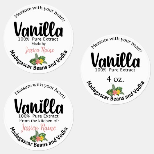 Vanilla Extract Labels, Madagaskar, Bohnenschilder Etiketten (Gruppe)