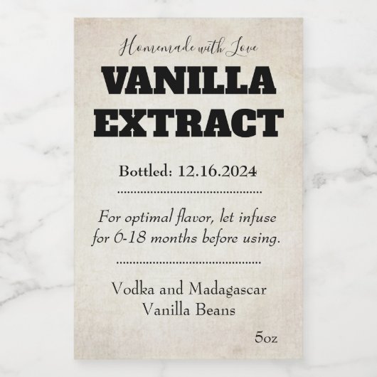 Vanilla Extract Modern Label Sticker ASOv1trbk Weinetikett (Einzelnes Label)