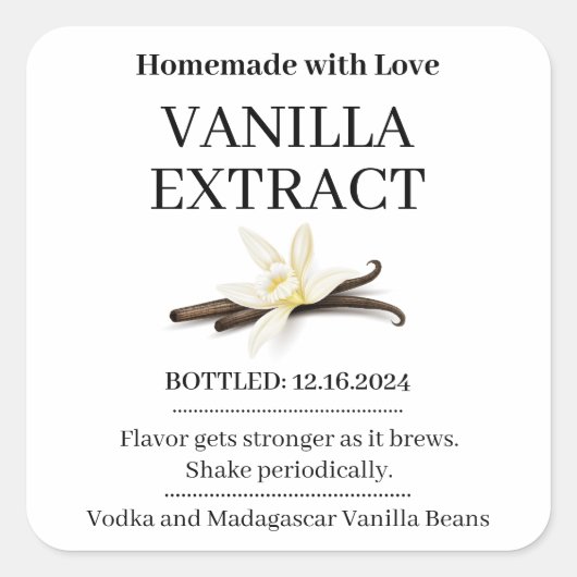 Vanilla Extract Modern Label Sticker V4 (Vorderseite)