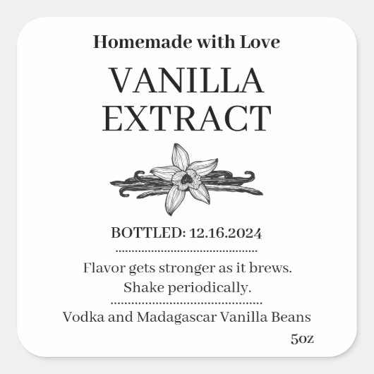 Vanilla Extract Modern Label Sticker V4 (Vorderseite)