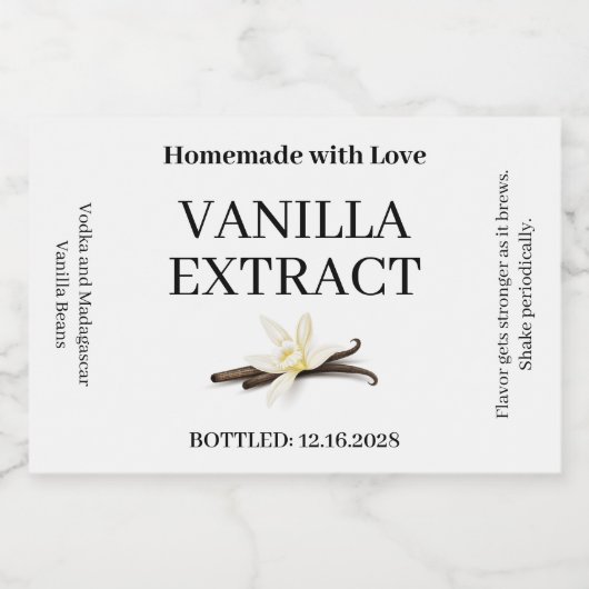 Vanilla Extract Modern Label Sticker VE101_01rt Schaumweinetikett (Einzelnes Label)