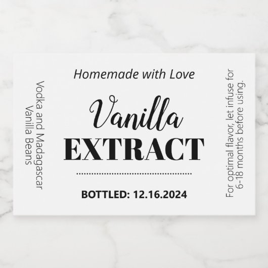 Vanilla Extract Modern Label Sticker VLL1rt Schaumweinetikett (Einzelnes Label)