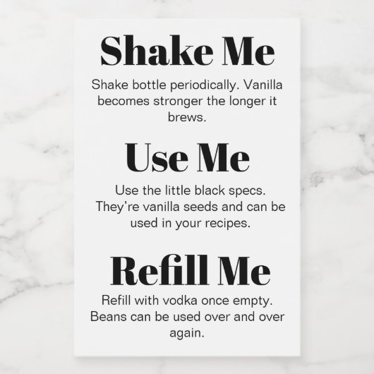 Vanilla Extract Modern Label VAF3TR - Backlabel Weinetikett (Einzelnes Label)