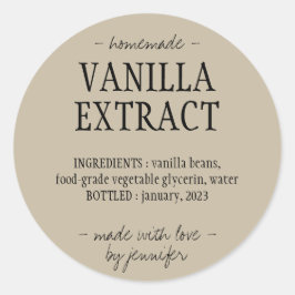 Vanilla Extrahieren Flasche Hausgemachte Getränke  Runder Aufkleber