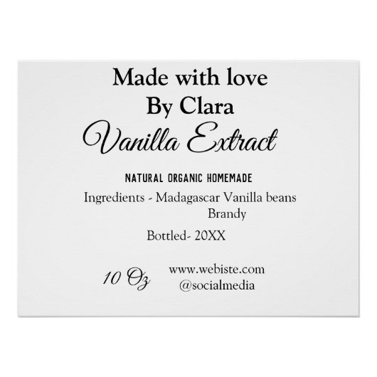 Vanilla Extrakt hausgemacht Zutaten Gewicht de Poster (Vorderseite)