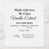 Vanilla Extrakt hausgemacht Zutaten Gewicht de Weinetikett (Einzelnes Label)