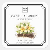 Vanilla Floral Aroma Diffuser Label Quadratischer Aufkleber (Vorderseite)