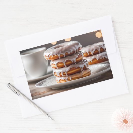 Vanilla Glazed Donuts Rechteckiger Aufkleber (Umschlag)