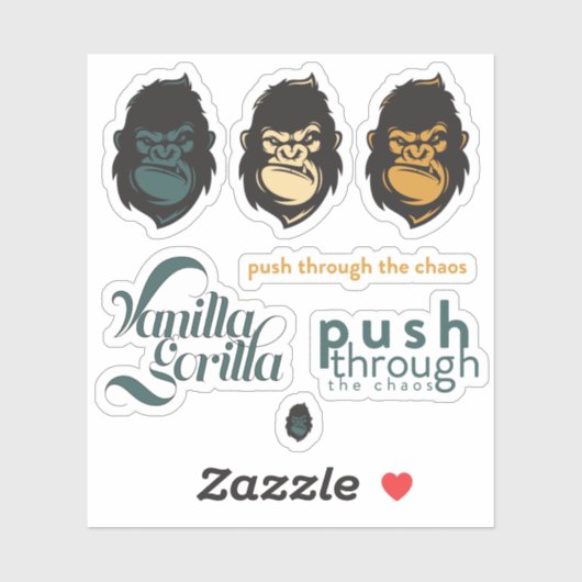 Vanilla Gorilla Custom-Cut Vinyl Sticker Set (Blatt)