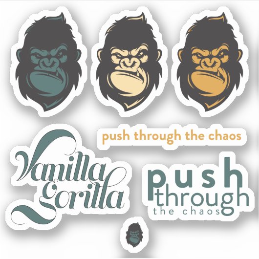 Vanilla Gorilla Custom-Cut Vinyl Sticker Set (Vorderseite)
