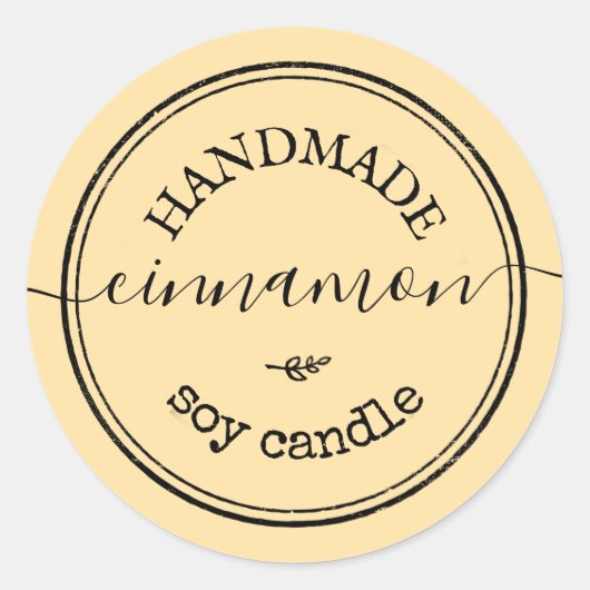 Vanilla Handmade Script Black Border Product Label Runder Aufkleber (Vorderseite)