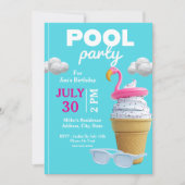Vanilla Ice Cone Birthday Pool Party Einladung (Vorderseite)