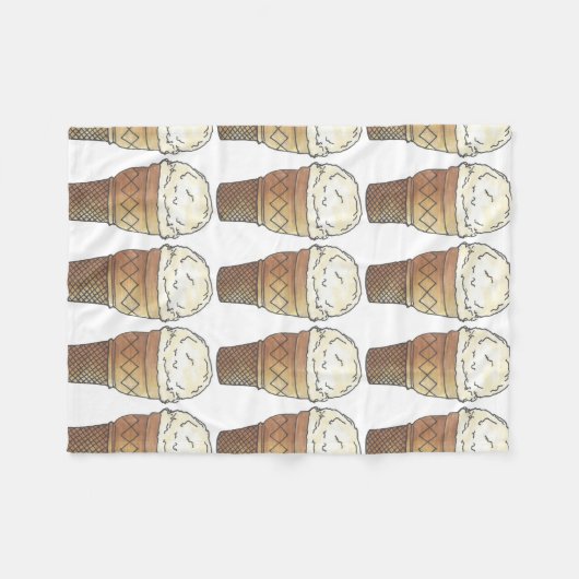 Vanilla Ice Cream Cake Cone Scoop Feinschmecker Fleecedecke (Vorderseite (Horizontal))