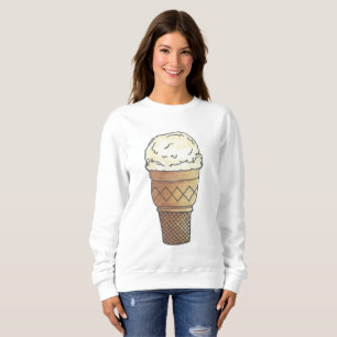 Vanilla Ice Cream Cone Scoop Süßigkeiten Dessert F Sweatshirt