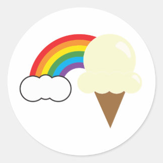 Vanilla Ice Creme and Rainbow Runder Aufkleber