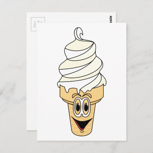 Vanilla Ice Creme Cone Cartoon Postkarte (Vorne/Hinten)