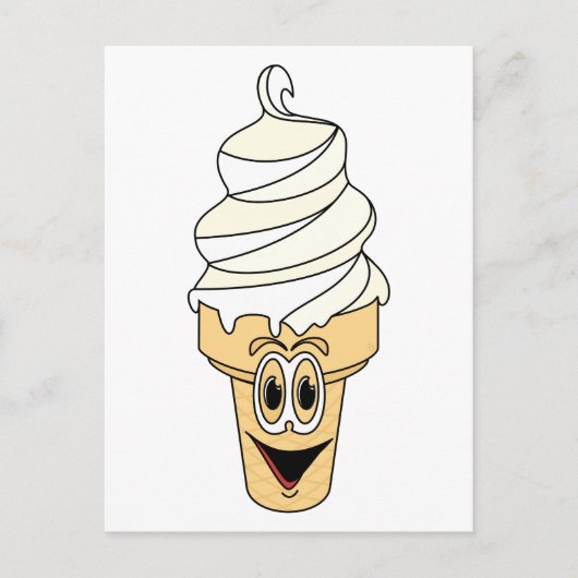 Vanilla Ice Creme Cone Cartoon Postkarte (Vorderseite)
