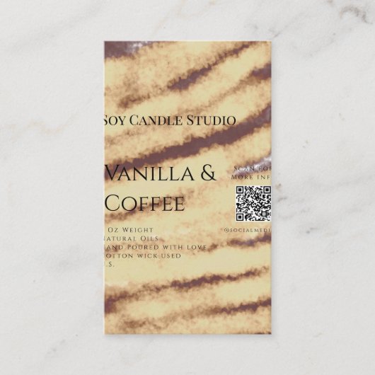 Vanilla Kaffee Soja Kerze hinzufügen QR BusinessEi Visitenkarte (Vorderseite)