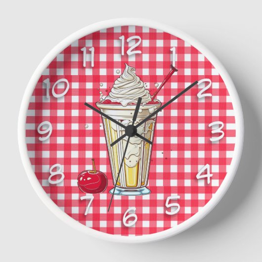 Vanilla Milkshake mit Kirschen Red Checked Uhr (Vorderseite)