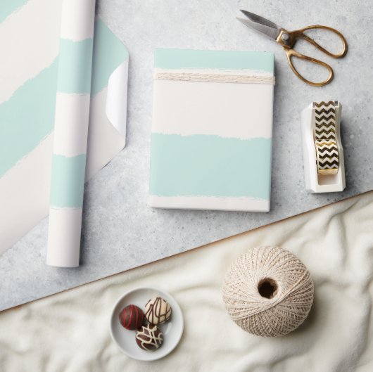 Vanilla & Mint Rough Edge Stripes Muster Hochzeit Geschenkpapier (Kunsthandwerk)