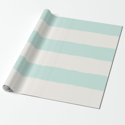 Vanilla & Mint Rough Edge Stripes Muster Hochzeit Geschenkpapier (Ungerollt)
