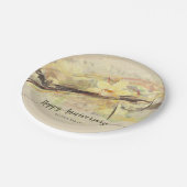 Vanilla Orchid Blume Abstrakte Art Kalligrafie Pappteller (Schrägansicht)